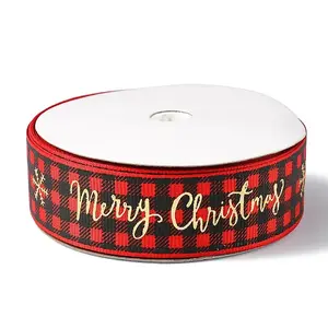 1 Roll Christmas Printed Polyester Grosgrain Ribbons