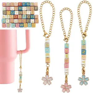 DIY Flower & Letter Alloy Enamel Cup Charms Pendant Decorations Making Kit