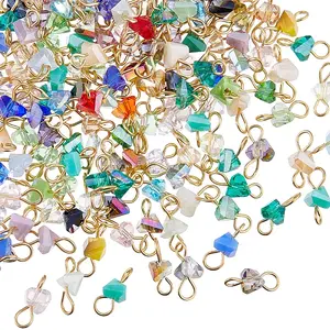 140Pcs 7 Styles Electroplate Glass Charms