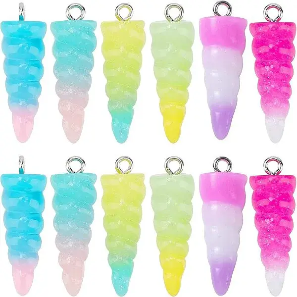 24Pcs 6 Colors Resin Pendants