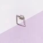 925 Sterling Silver Micro Pave Clear Cubic Zirconia Locking Carabiner Clasps