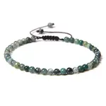 Adjustable Women's Moss Agate Beaded Bracelet