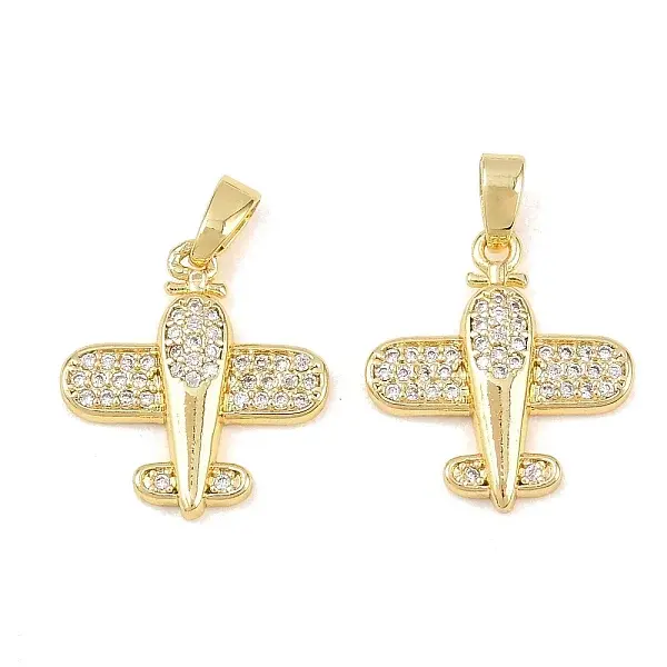 Brass Micro Pave Clear Cubic Zirconia Pendants