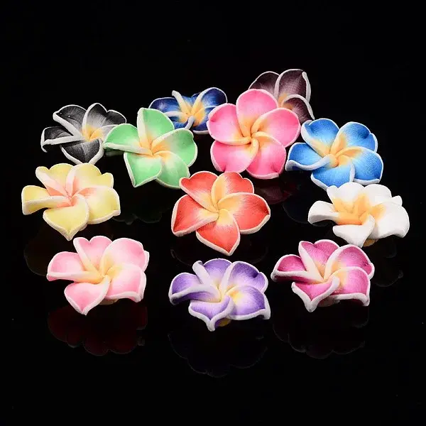Handmade Polymer Clay 3D Flower Plumeria Beads