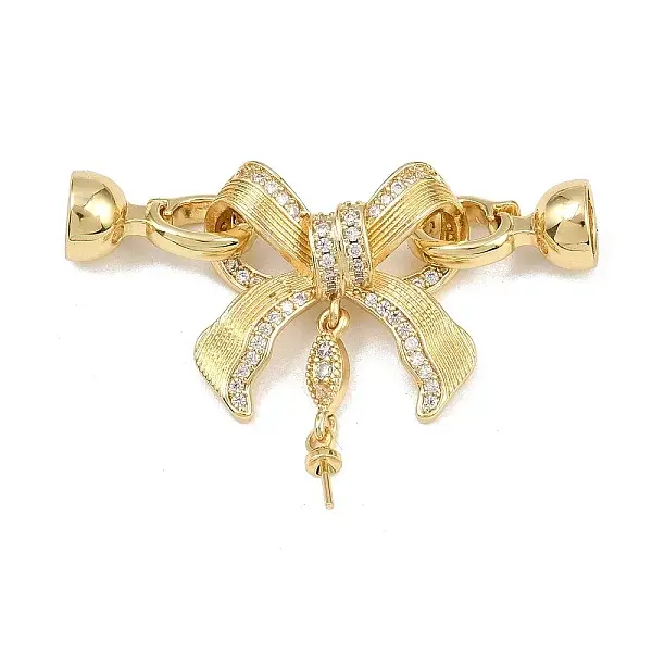 Brass Micro Pave Clear Cubic Zirconia Fold Over Clasps