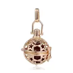 Golden Plated Brass Hollow Round Cage Pendants
