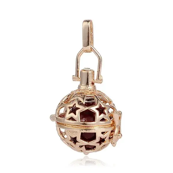 Golden Plated Brass Hollow Round Cage Pendants