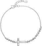 Evolution Group - Pavona Něžný stříbrný náramek se zirkony Křížek 13016.1