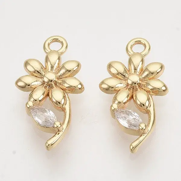 Brass Micro Pave Clear Cubic Zirconia Pendants