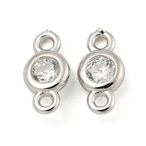 925 Sterling Silver Pave Clear Cubic Zirconia Connector Charms