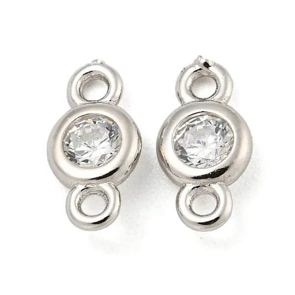 925 Sterling Silver Pave Clear Cubic Zirconia Connector Charms