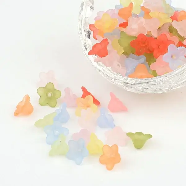 Mixed Color Frosted Transparent Acrylic Flower Beads
