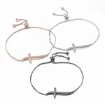 Adjustable Brass Micro Pave Cubic Zirconia Slider Bracelets