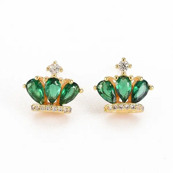 Brass Micro Pave Cubic Zirconia Stud Earrings