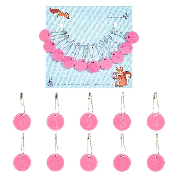 10Pcs 10 Style Number 0-9 Acrylic Charms Locking Stitch Markers