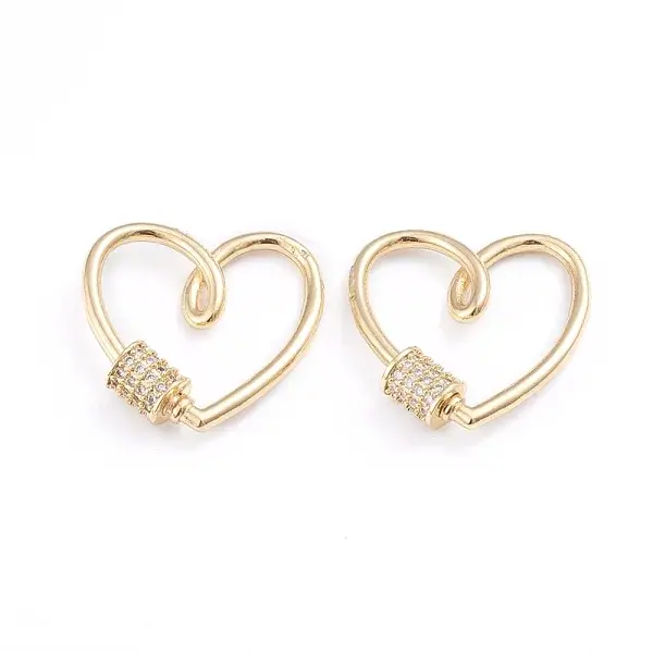 Brass Micro Pave Clear Cubic Zirconia Screw Carabiner Lock Charms