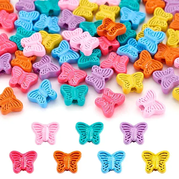 56Pcs 7 Colors Spray Painted Alloy Beads