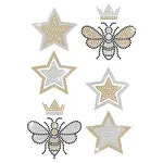 Star Crown Bees Glass Hotfix Rhinestone