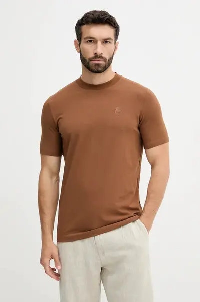 Tričko Karl Lagerfeld pánské, hnědá barva, 553221.755750