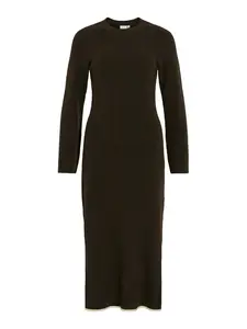 VILA Pletené šaty 'VIKerry'  tmavohnedá / biela