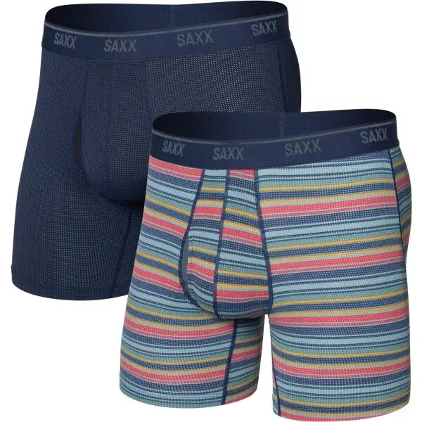 SAXX QUEST QUICK-DRY MESH BOXER BRIEF FLY 2PK Pánské rychleschnoucí boxerky, tmavě modrá, velikost