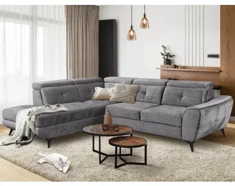 Rohová sedacia súprava Sergio, dymovo šedá látka, ľavý roh%