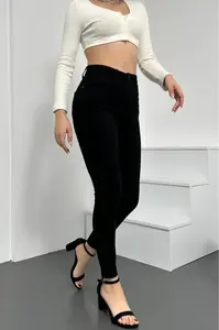 Dewberry Skinny Fit Rifle s vysokým pasem - Černé