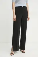 Kalhoty BOSS dámské, černá barva, jednoduché, high waist, 50537782