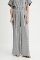 Kalhoty Sessun dámské, tmavomodrá barva, široké, high waist, 25207004