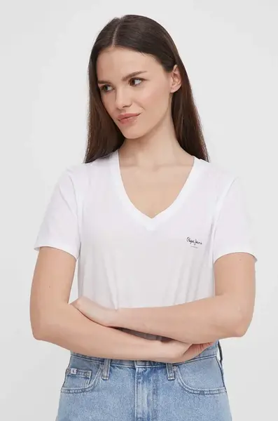 Bavlnené tričko Pepe Jeans LORETTE V NECK