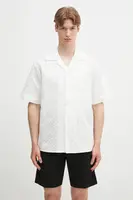 Bavlněná košile Drôle de Monsieur La Chemise Brodee Tapisserie bílá barva, relaxed, s klasickým límcem, G-SH213-CO196-WT