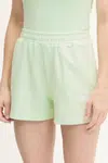 Kraťasy Guess ROBERTA dámské, zelená barva, s aplikací, high waist, V5GD19 KC3D2