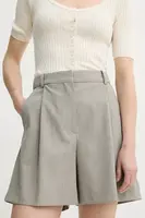 Kraťasy By Malene Birger POVILLE dámské, béžová barva, hladké, high waist, 103011