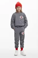 Bavlněné tepláky Desigual šedá barva, s potiskem, 25SBPK01