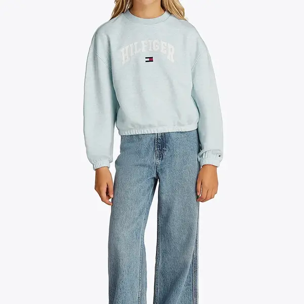 Dětská mikina Tommy Hilfiger modrá barva, s potiskem, KG0KG08559