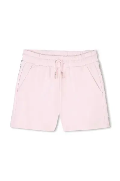 Dětské bavlněné šortky Michael Kors růžová barva, s aplikací, nastavitelný pas, R30337