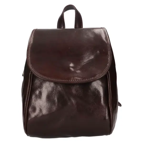 Menší kožený dámský batoh Italia Melas - tmavě hnědá