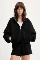 Bavlněná mikina IRO dámská, černá barva, s kapucí, hladká, WF14ORITTA