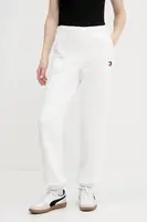 Bavlněné tepláky Tommy Jeans dámské, bílá barva, DW0DW20679