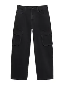 Pull&Bear Rifľové kapsáče  čierny denim