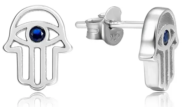 Beneto Stříbrné náušnice Hamsa - ruka Fatimy AGUP2242