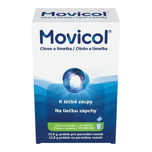 MOVICOL k léčbě zácpy citrón + limetka 13,8 g 20 kusů