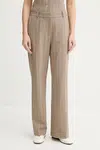 Kalhoty Samsoe Samsoe SALARA dámské, béžová barva, jednoduché, high waist, F25100183
