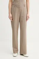Kalhoty Samsoe Samsoe SALARA dámské, béžová barva, jednoduché, high waist, F25100183