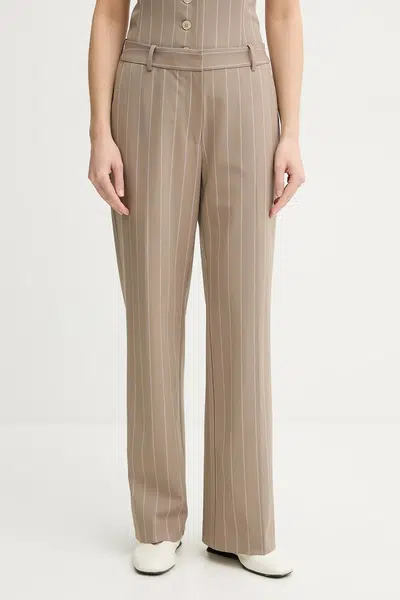 Kalhoty Samsoe Samsoe SALARA dámské, béžová barva, jednoduché, high waist, F25100183
