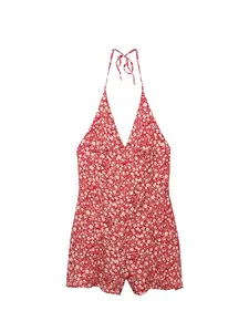 Pull&Bear Overal  brusnicová / biela