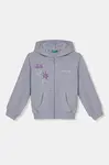 Dětská bavlněná mikina United Colors of Benetton modrá barva, s kapucí, s aplikací, 3J68G503T