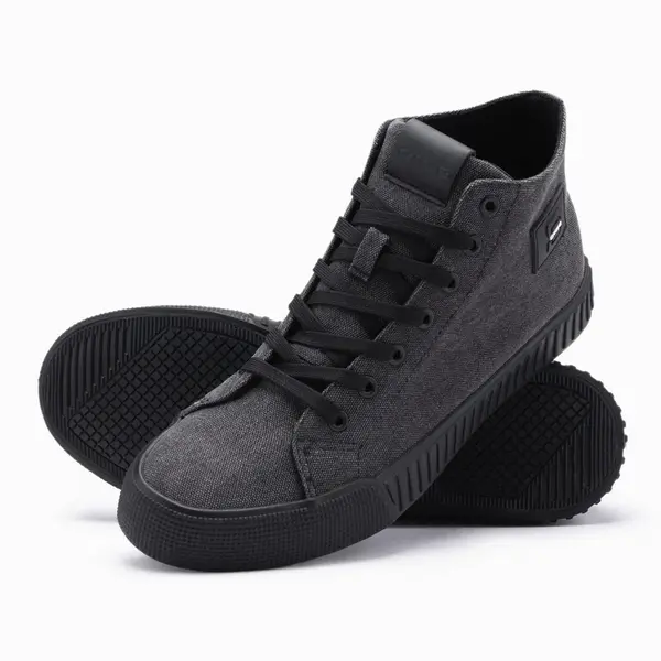 Ombre Men's high top canvas sneakers shoes - black