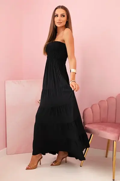 Kesi Włoski Dámske viskózové šaty s elastickým vrchom čierna