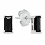 Brilio Silver Stříbrné náušnice s černými kubickými zirkony EA1176WBC